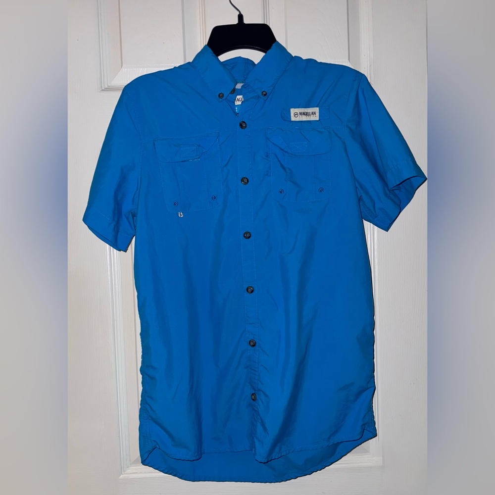 Blue Short Sleeve Button Down Shirt